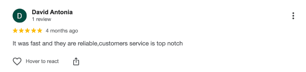 David Antonia Google Review