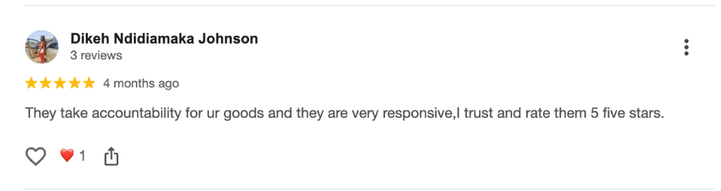 Dikeh Ndidiamaka Google Review