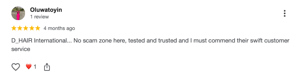 Oluwatoyin Google Review